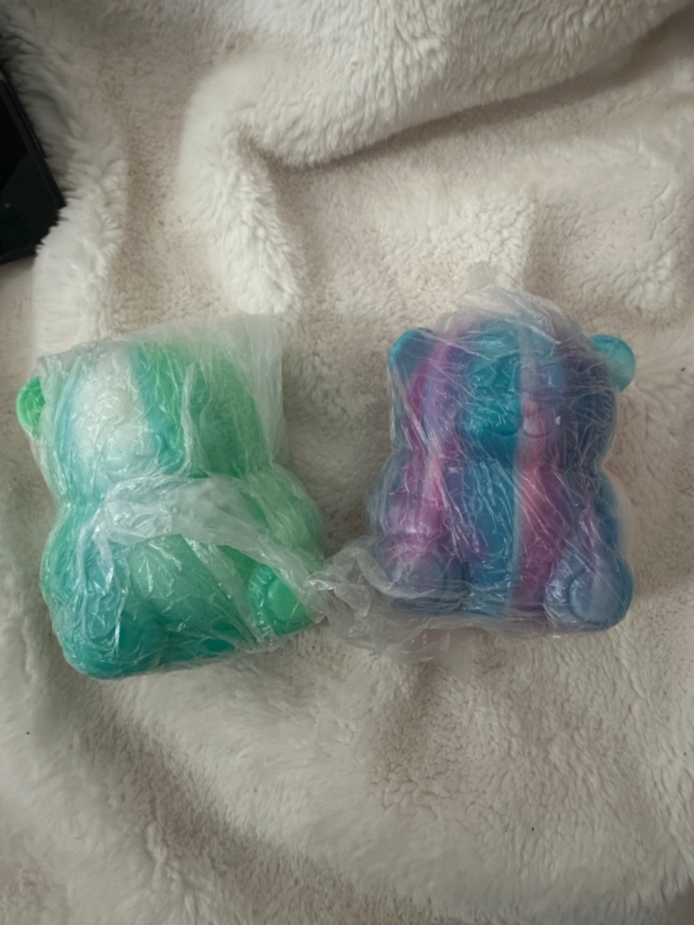 Set of Two Colorful Bear Squishies - Mint Green & Blue-Purple